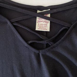 NWT Black Short Sleeve Crossover Neck Top - Size L